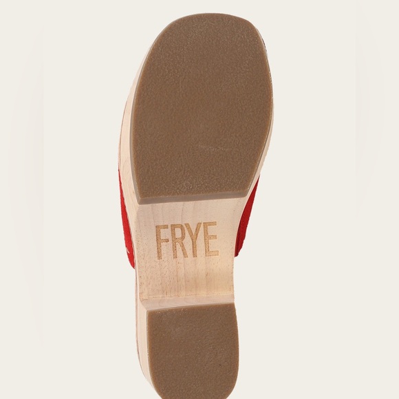 FRYE WOMEN Size 9 HAZEL 2 RED SUEDE CLOG STYLE SLIDE - Picture 5 of 5